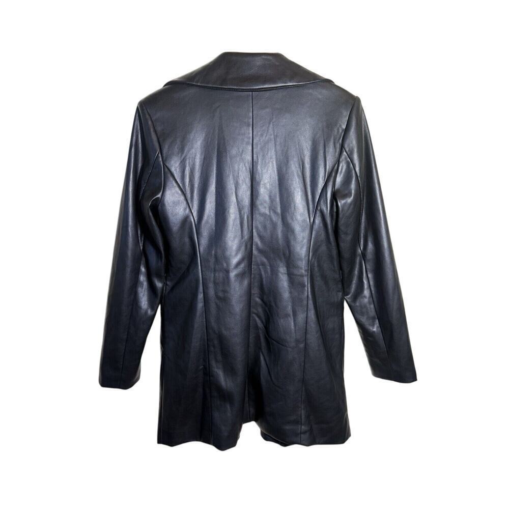 7 For All Mankind Women’s Black Double Breasted Faux Leather Coat Jacket Size M - Picture 5 of 8